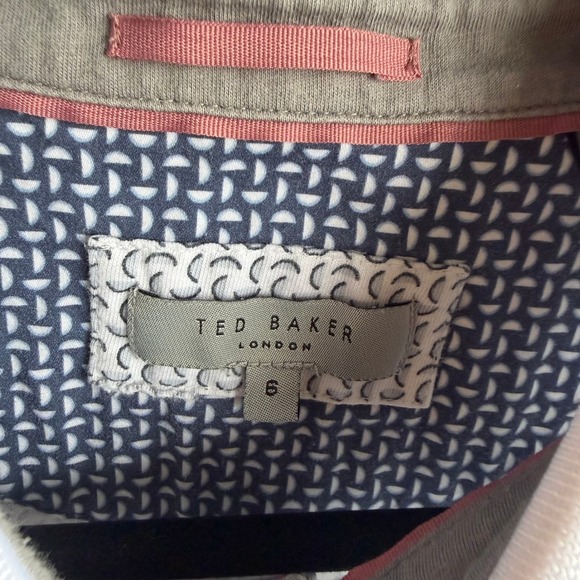 Ted Baker London Mens Geometric Crescent Print Polo Shirt White Gray Size 6 XXL - Picture 8 of 11